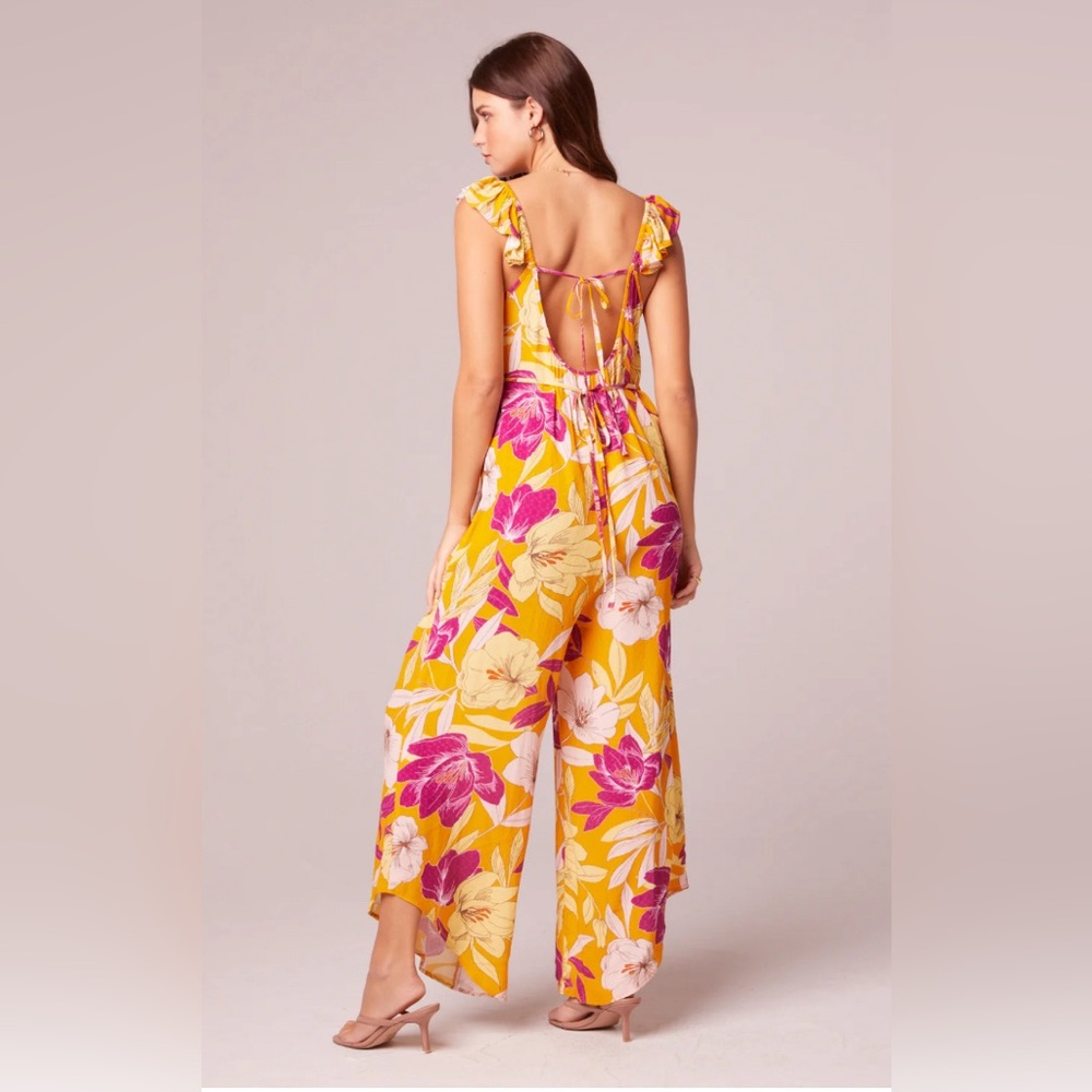 BOG Band of the Free EUPHORIA GOLD FLORAL WIDE LEG JUMPSUIT, XS, NWT - Picture 2 of 9